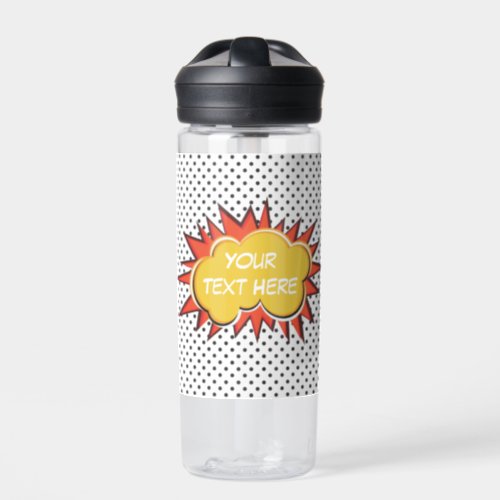 Comic Book Explosion Custom Text Bubble Water Bottle