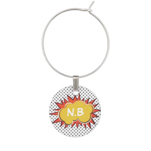 Comic Book Explosion Monogrammed Wine Charm