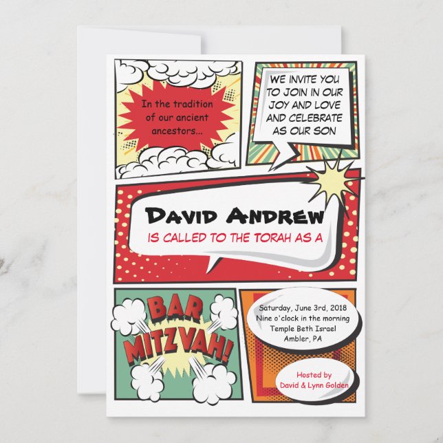COMIC BOOK FANTASY Bar Mitzvah Invitation (Front)