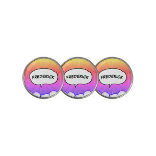 Comic book funny personalized name trendy golf ball marker