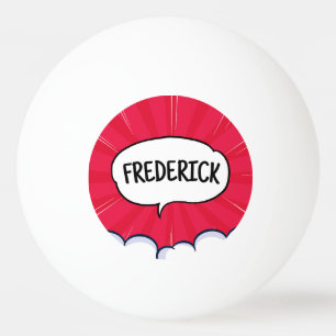 Comic book funny personalized name trendy ping pong ball