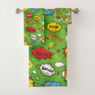 Comic Book Green Towel