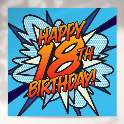 Comic Book HAPPY 18TH BIRTHDAY Blue Poster