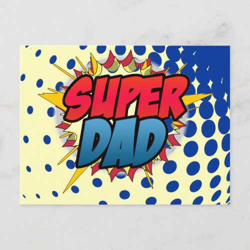 Comic Book Inspired Super Dad Holiday Postcard
