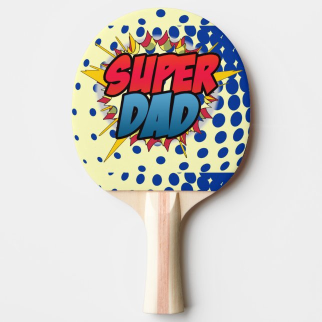 Comic Book Inspired Super Dad Ping-Pong Paddle (Front)