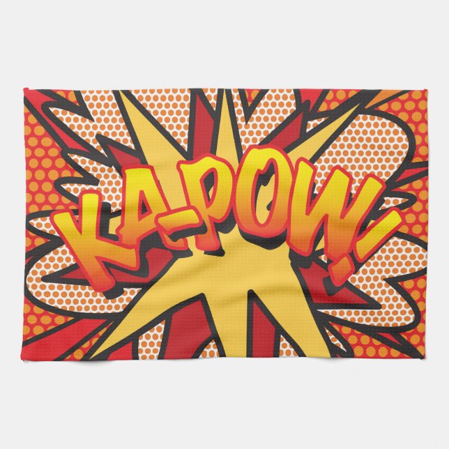 Comic Book KA-POW Fun Modern Typography Towel (Horizontal)
