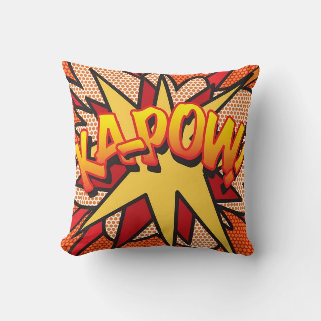 Comic Book KA-POW Throw Pillow (Front)