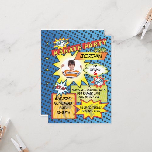 Comic Book Karate Party Invitation