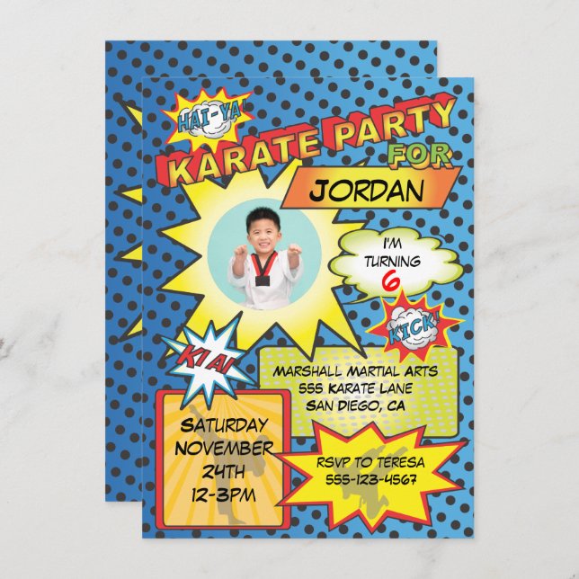 Comic Book Karate Party Invitation (Front/Back)