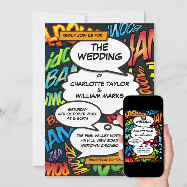 Comic Book Modern Fun Wedding Invitation | Zazzle