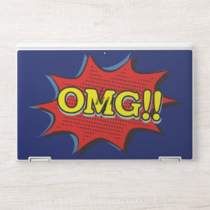 Comic Book OMG Exclamation Speech Bubble Blue HP Laptop Skin