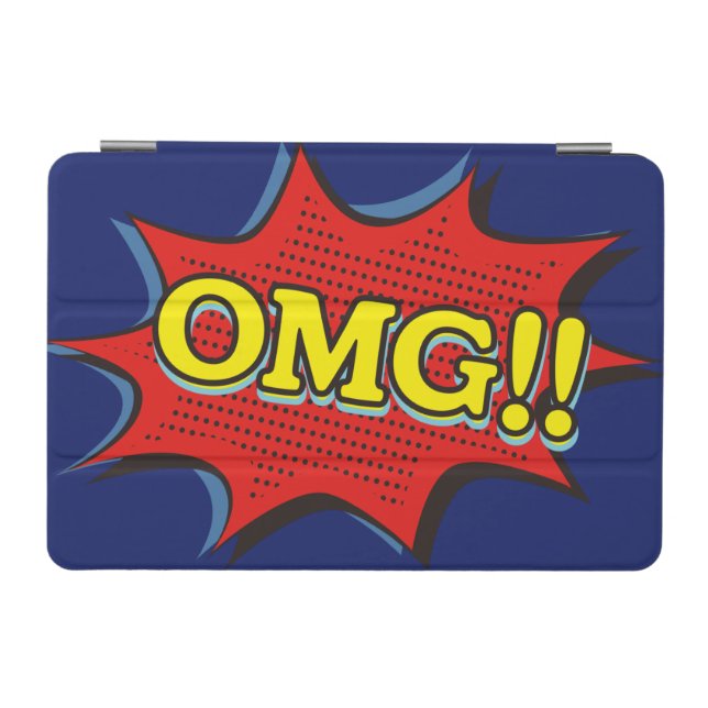 Comic Book OMG Exclamation Speech Bubble Blue iPad Mini Cover (Horizontal)