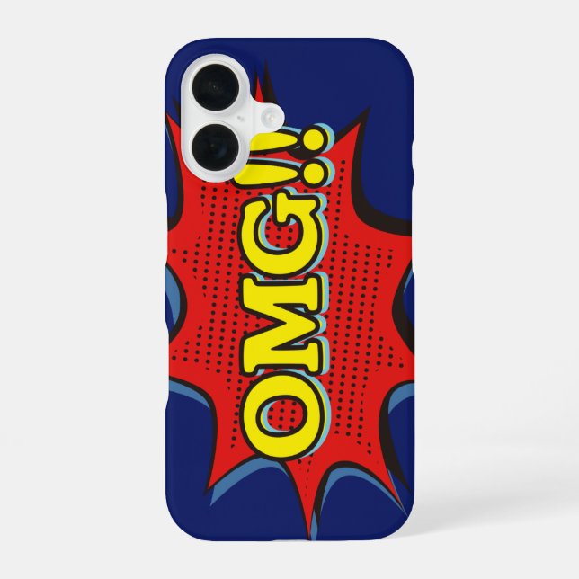 Comic Book OMG Exclamation Speech Bubble Blue Iphone Case (Back)