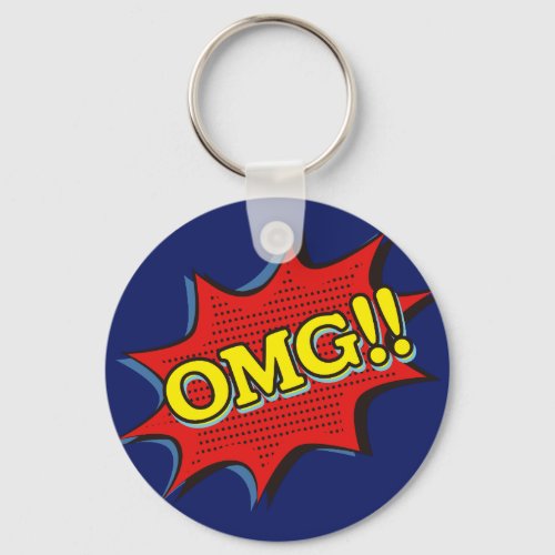 Comic Book OMG Exclamation Speech Bubble Keychain