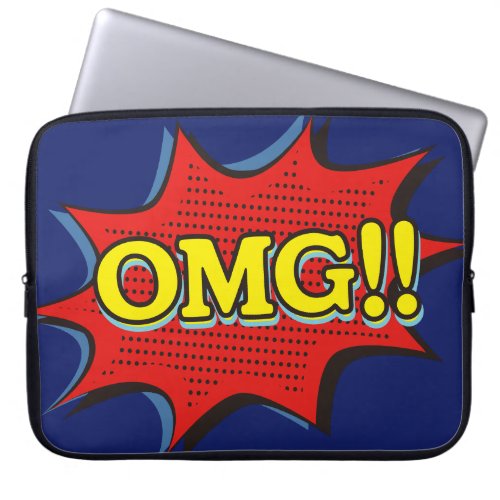 Comic Book OMG Exclamation Speech Bubble Laptop Sleeve