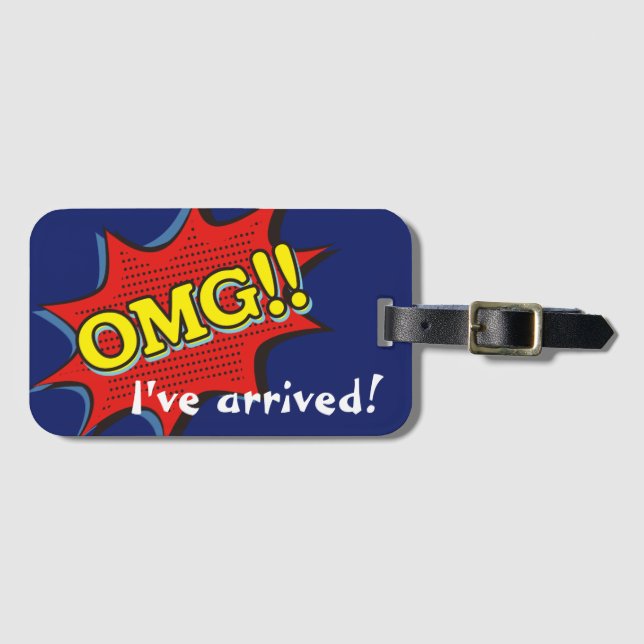 Comic Book OMG Exclamation Speech Bubble Luggage Tag (Front Horizontal)