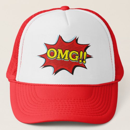 Comic Book OMG Exclamation Speech Bubble Trucker Hat