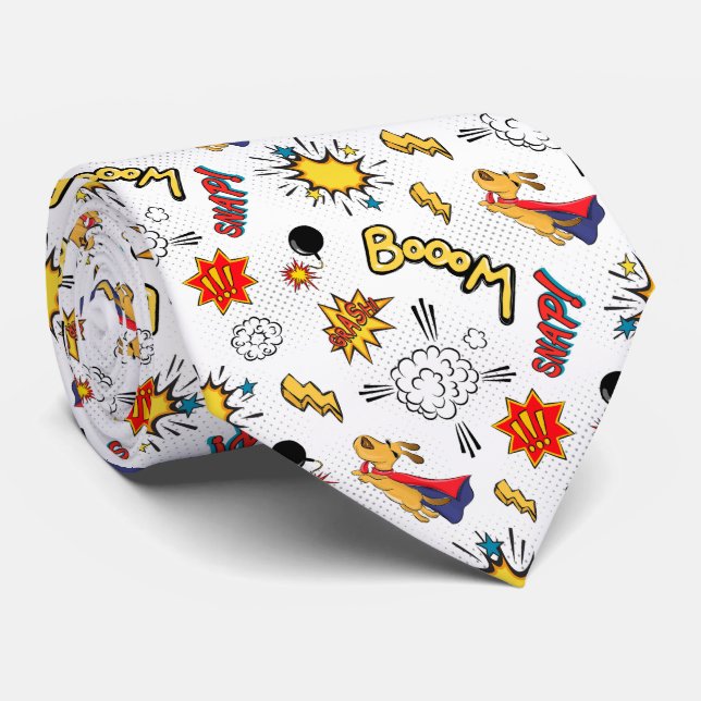 Comic Book Pattern Neck Tie (Rolled)