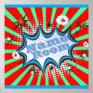 Comic Book Personalized Name Room Poster Sign