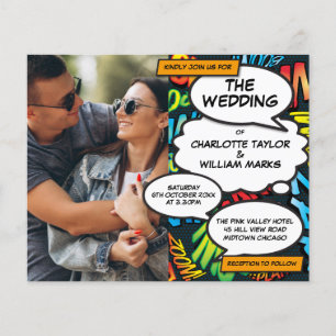 Comic Book Photo Budget Wedding Invitation