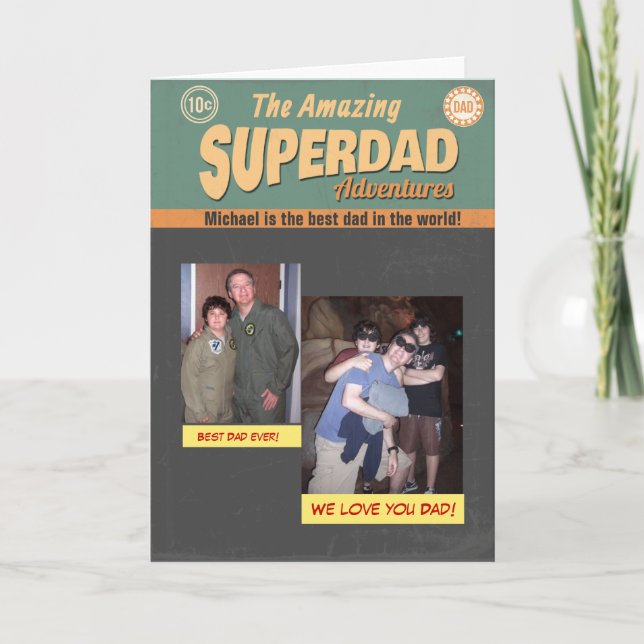 Comic Book Photo Card, Father's Day Birthday Card (Front)