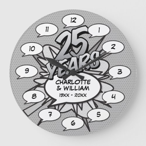 Comic Book Pop Art 25th Silver Anniversary Large Clock