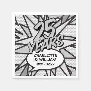 Comic Book Pop Art 25th Silver Wedding Anniversary Napkins