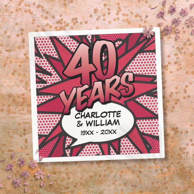 Comic Book Pop Art 40th Ruby Wedding Anniversary Napkins (Comic Book Pop Art 40th Ruby Wedding Anniversary Napkins)