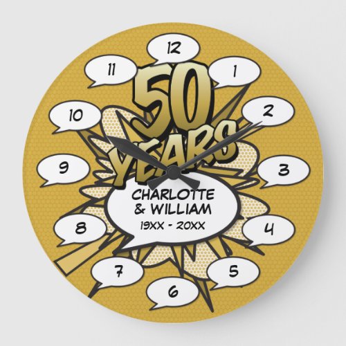 Comic Book Pop Art 50th Golden Anniversary Large Clock