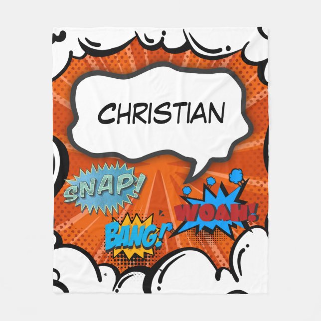 Comic Book Pop Art Bang Custom Fleece Blanket (Front)