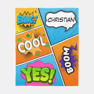 Comic Book Pop Art Bang Custom Fleece Blanket