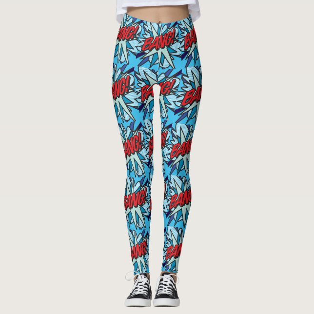 Comic Book Pop Art BANG Leggings (Front)