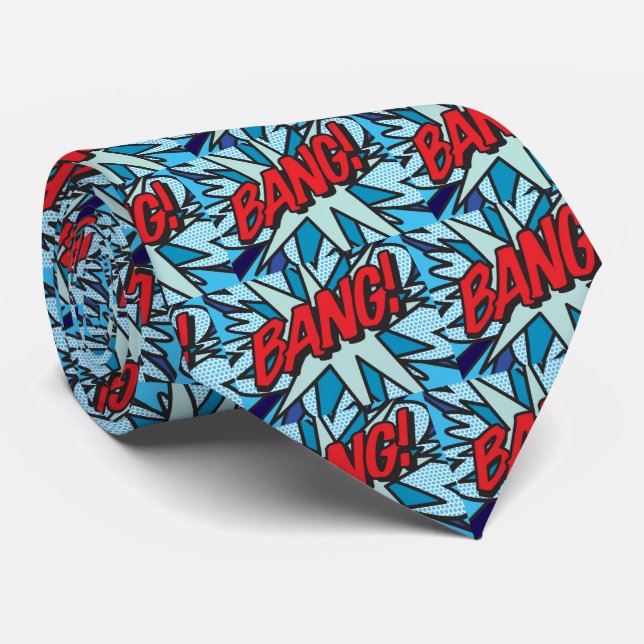Comic Book pop Art BANG Superhero Neck Tie (Rolled)