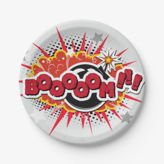 Comic Book Pop Art Boom Explosion Paper Plates