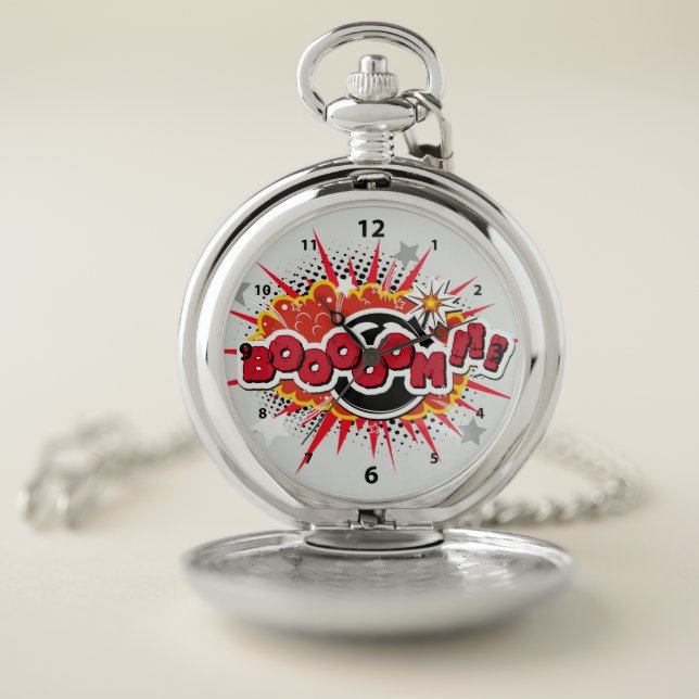 Comic Book Pop Art Boom Explosion Pocket Watch (Inside)