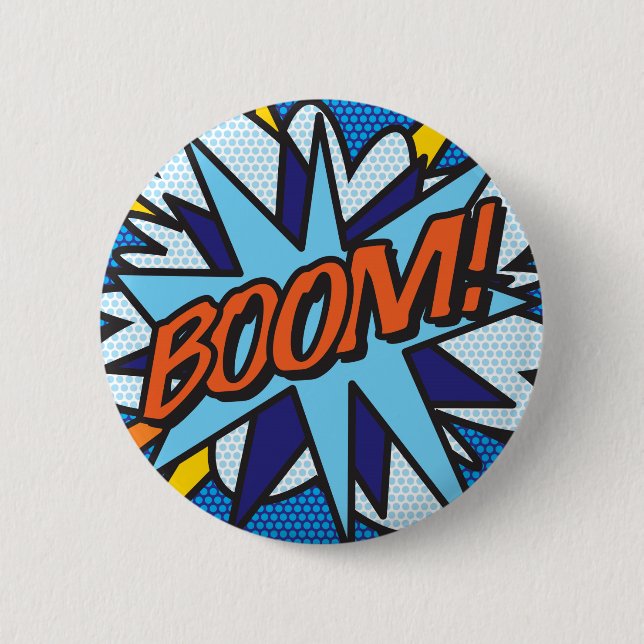 Comic Book Pop Art BOOM! Pinback Button (Front)
