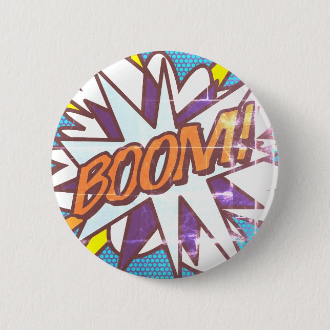 Comic Book Pop Art BOOM! Retro Button (Front)