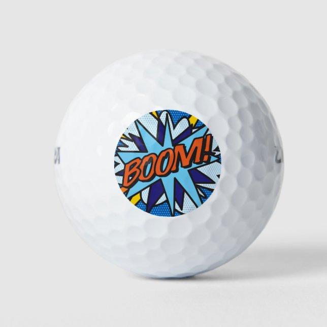 Comic Book Pop Art BOOM Superhero Golf Balls (Front)
