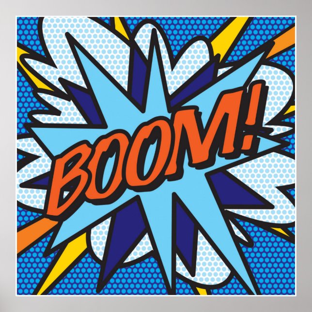 Comic Book Pop Art BOOM Superhero Poster (Front)