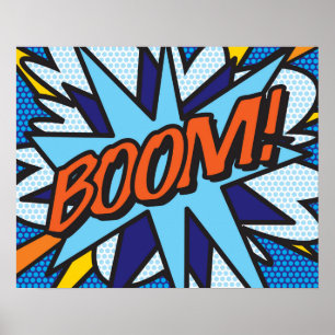 Comic Book Pop Art BOOM Superhero Poster