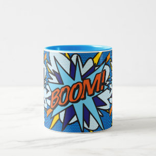 Comic Book Pop Art BOOM! Two-Tone Coffee Mug