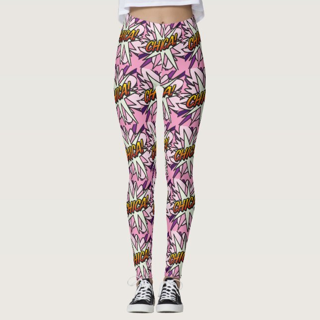 Comic Book Pop Art CHICA Leggings (Front)