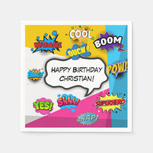 Comic Book Pop Art Custom Birthday Napkins