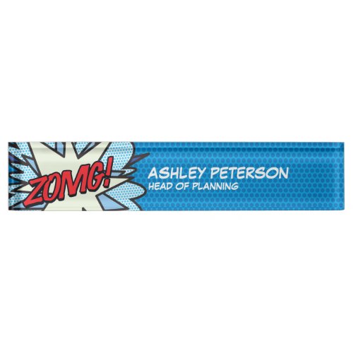 Comic Book Pop Art Flash ZOMG Desk Name Plate