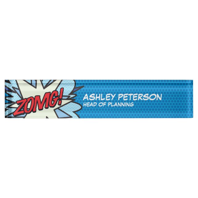 Comic Book Pop Art Flash ZOMG Desk Name Plate (Front)