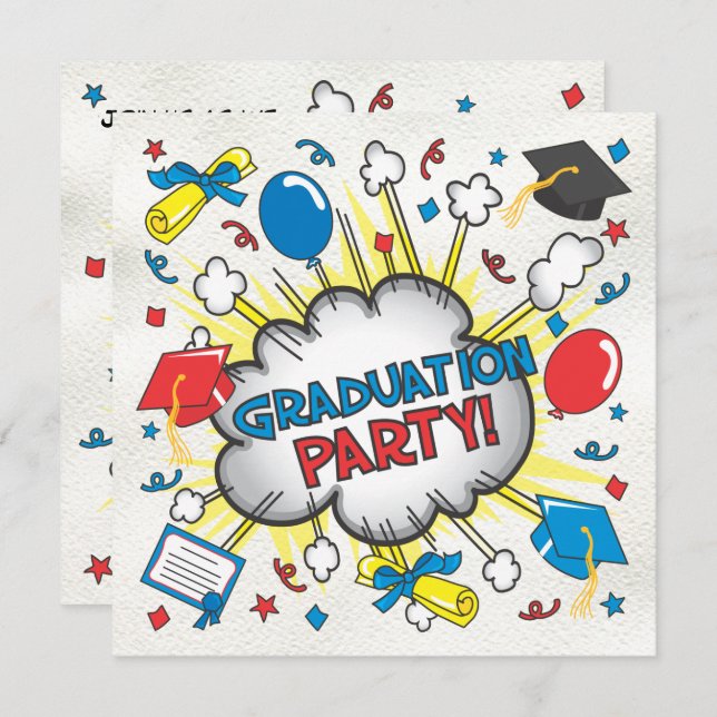 Comic Book Pop Art Graduation Party Invitation! Invitation (Front/Back)