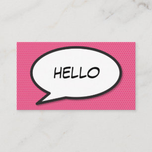 Comic Book Pop Art HELLO Pink Business Card