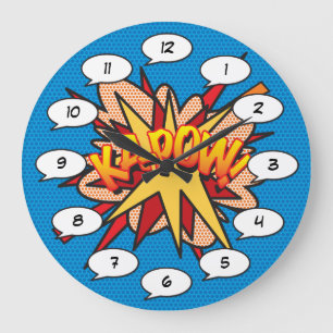 Comic Book Pop Art KA-POW Large Clock