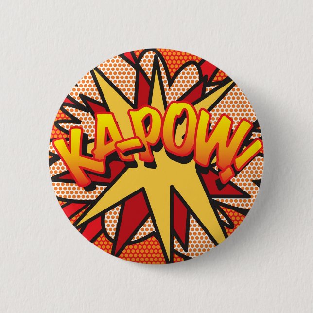 Comic Book Pop Art KA-POW! Pinback Button (Front)