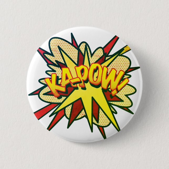 Comic Book Pop Art KA-POW! Retro Button (Front)
